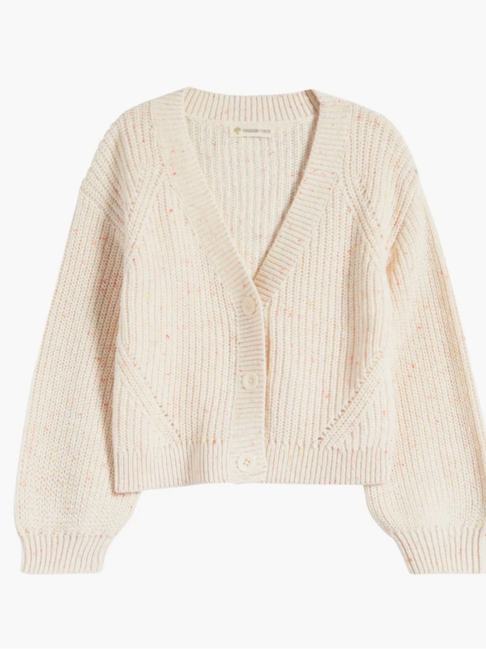 Tucker + Tate Cream Speckled V-Neck Button Cardigan